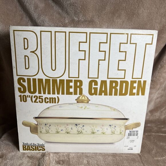 NEW Tools Of The Trade SUMMER GARDEN Enamel Ware Dutch OVEN CASSEROLE POT 10” - Picture 1 of 5